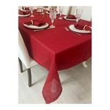 Zeren Home Keten Görünümlü Simli Dertsiz Masa Örtüsü Kırmızı