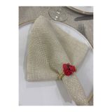 Zeren Home Keten Görünümlü Simli Dertsiz Servis Peçetesi 35x35 GOLD 6 Adet