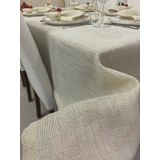 Zeren Home Keten Görünümlü Simli Gold Linen Masa Örtüsü