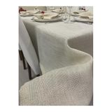 Zeren Home Keten Görünümlü Simli Linen Masa Örtüsü Gold, 140 x 220