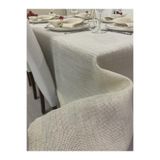 Zeren Home Keten Görünümlü Simli Linen Masa Örtüsü Gold, 150 x 400