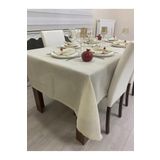 Zeren Home Keten Görünümlü Simli Linen Masa Örtüsü Gold 25 Parça 160 X 400