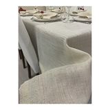 Zeren Home Keten Görünümlü Simli Linen Masa Örtüsü Gold Altın