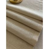 Zeren Home Keten Görünümlü Simli Linen Pudra Runner 40 x 160 (Gold)