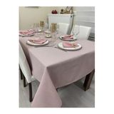 Zeren Home Keten Görünümlü Simsiz Begonvil Masa Örtüsü Pudra Pembe 13 Parça, 140 x 230, zerentekstilpudrabegon24