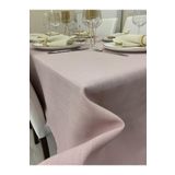 Zeren Home Keten Görünümlü Simsiz Begonvil Masa Örtüsü Pudra Pembe, 140 x 200