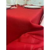 Zeren Home Kırmızı Keten Görünümlü Dertsiz Masa Örtüsü