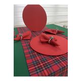 Zeren Home Koyu Yeşil Masa Örtüsü, Yılbaşı Runner, 4 Kırmızı Supla Seti, 4 Peçete, 150 x 220