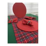 Zeren Home Koyu Yeşil Masa Örtüsü, Yılbaşı Runner, 4 Kırmızı Supla Seti, 4 Peçete, 150 x 260