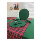 Zeren Home Koyu Yeşil Masa Örtüsü, Yılbaşı Runner, 4 Yeşil Supla Seti, 4 Peçete 150 x 220