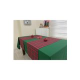 Zeren Home Koyu Yeşil Renk Masa Örtüsü Yılbaşı Ekose Runner Seti, 160 x 220