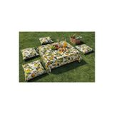 Zeren Home Limon Desenli Sıvı Geçirmez Keten Piknik Takımı Masa Örtüsü ve 4 Minderli Piknik Seti 170x170