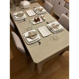 Zeren Home Meral Kurşun Collection Polyester Keten Simli Masa Örtüsü Taş Rengi - 160 x 300 cm