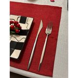 Zeren Home Meral Kurşun Collection Simli Dertsiz Amerikan Servisi 35X45 - 4 Adet - Kırmızı - 35 x 45 cm