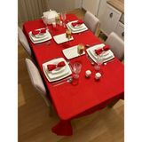 Zeren Home Meral Kurşun Collectionn Polyester Keten Dertsiz Masa Örtüsü Kırmızı - 150 x 300 cm