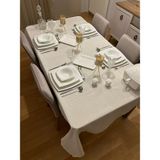 Zeren Home Meral Kurşun Collectionn Polyester Keten Dertsiz Masa Örtüsü Krem - 150 x 200 cm