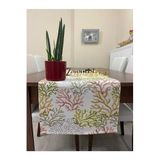 Zeren Home Mercan Desenli Sıvı Geçirmez Pembe 45x160 cm Runner