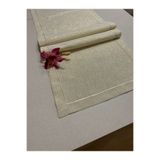Zeren Home Piko İşlemeli Keten Görünümlü Simli Linen Gold Runner 40x150