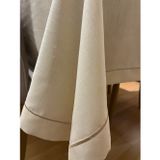 Zeren Home Piko Sarma Detaylı Polyester Keten Dertsiz Masa Örtüsü Kırık Beyaz