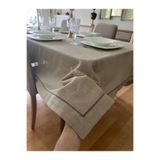 Zeren Home Piko Sarma Detaylı Polyester Keten Dertsiz Masa Örtüsü Taş Rengi, 150 x 260