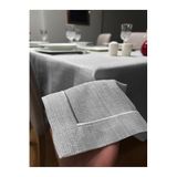 Zeren Home Piko Sarma Detaylı Polyester Keten Dertsiz Simli Masa Örtüsü Gümüş, 150 x 260