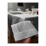 Zeren Home Piko Sarma Detaylı Polyester Keten Dertsiz Simli Masa Örtüsü Gümüş