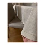 Zeren Home Piko Sarma Detaylı Polyester Keten Dertsiz Simli OVAL Masa Örtüsü Gold, 150 x 240