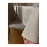 Zeren Home Piko Sarma Detaylı Polyester Keten Dertsiz Simli OVAL Masa Örtüsü Gold, 150 x 260