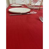Zeren Home Polyester Keten Dertsiz Oval Kırmızı 150 x 210 cm Masa Örtüsü