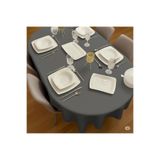 Zeren Home Polyester Keten Dertsiz Oval Masa Örtüsü Antrasit, 150 x 270