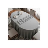 Zeren Home Polyester Keten Dertsiz Oval Masa Örtüsü Gri, 150 x 210