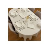 Zeren Home Polyester Keten Dertsiz Oval Masa Örtüsü Kırık Beyaz, 160 x 240