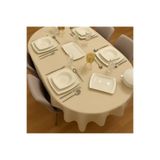 Zeren Home Polyester Keten Dertsiz Oval Masa Örtüsü Krem, 150 x 300