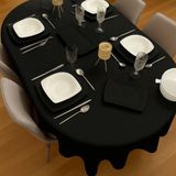 Zeren Home Polyester Keten Dertsiz Oval Masa Örtüsü Siyah