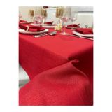 Zeren Home Polyester Keten Simli Masa Örtüsü Kırmızı 140 x 220