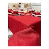 Zeren Home Polyester Keten Simli Masa Örtüsü Kırmızı 150 x 300