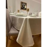 Zeren Home Polyester Keten Simli Masa Örtüsü Krem