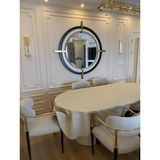 Zeren Home Polyester Keten Simli Oval Masa Örtüsü - Gold - 150 x 300 cm