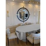 Zeren Home Polyester Keten Simli Oval Masa Örtüsü - Gümüş - 150 x 210 cm