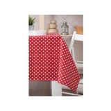 Zeren Home Puantiyeli Sıvı Geçirmez Keten Masa Örtüsü Kırmızı 140 x 220