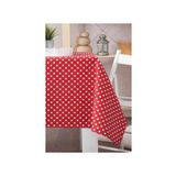 Zeren Home Puantiyeli Sıvı Geçirmez Keten Masa Örtüsü Kırmızı 160 x 240