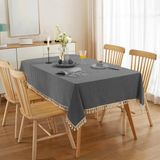 Zeren Home Püskül Detaylı Sıvı Geçirmez Dertsiz Masa Örtüsü - 150 x 260 cm - Antrasit