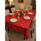 Zeren Home Royal Noel Kırmızı Sıvı Geçirmez Masa Örtüsü | Altın Kar Tanesi Desenli | Özel Ölçü Dikim