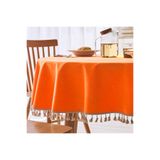Zeren Home Saçak Püskül Detaylı Sıvı Geçirmez Yuvarlak Masa Örtüsü, 150 x 150, yp-puskul4