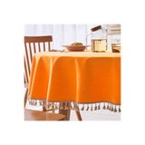 Zeren Home Saçak Püskül Detaylı Sıvı Geçirmez Yuvarlak Masa Örtüsü, 180 x 180, yp-puskul1