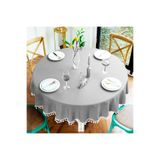 Zeren Home Saçak Püskül Detaylı Sıvı Geçirmez Yuvarlak Masa Örtüsü, 180 x 180, yp-puskul3