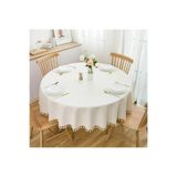 Zeren Home Saçak Püskül Detaylı Sıvı Geçirmez Yuvarlak Masa Örtüsü Krem, 150 x 150