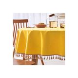 Zeren Home Saçak Püskül Detaylı Sıvı Geçirmez Yuvarlak Masa Örtüsü Sarı, 150 x 150
