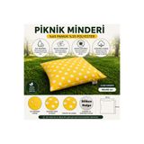 Zeren Home Sarı Puantiyeli Dolgulu Yer Minderi 40x40 cm | Piknik ve Bahçe Minderi | Sıvı Geçirmez - 2 Adet