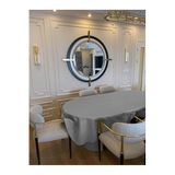 Zeren Home Simli Dertsiz Oval Masa Örtüsü Gri 150 x 300